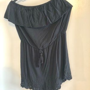mossimo black strapless romper medium beach cover up